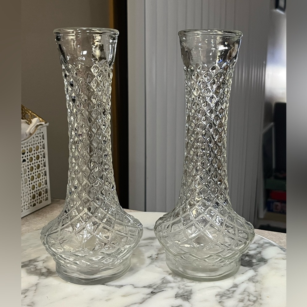 Vintage Randall clear glass vase.
